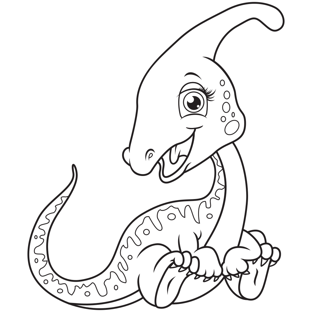 Baby dinosaur sitting coloring page
