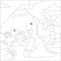 Mother Dinosaur and Baby Coloring